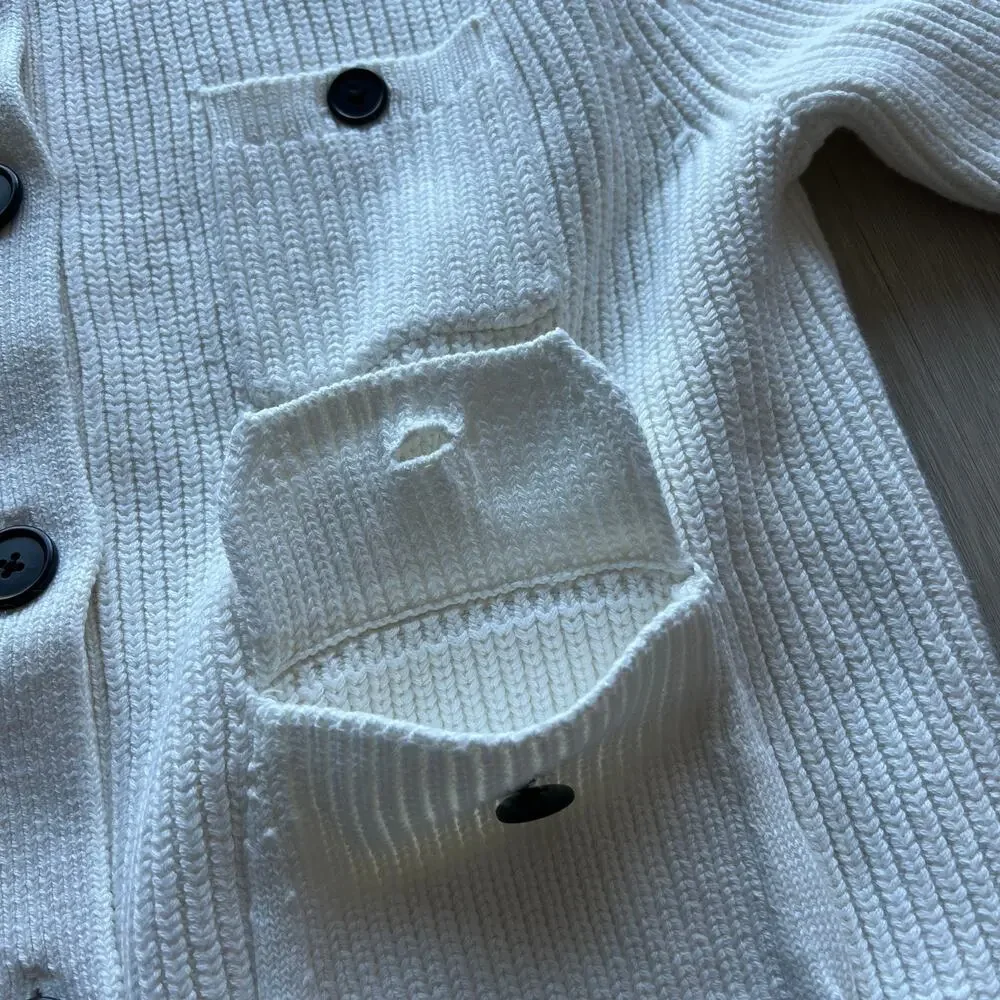 J Crew Four Pocket Cardigan Womens Small White Flaw